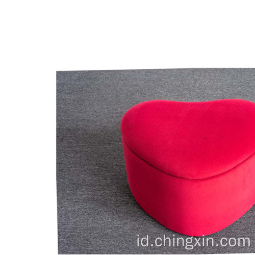 Penyimpanan Red Velvet Ottoman Furniture Ruang Tamu